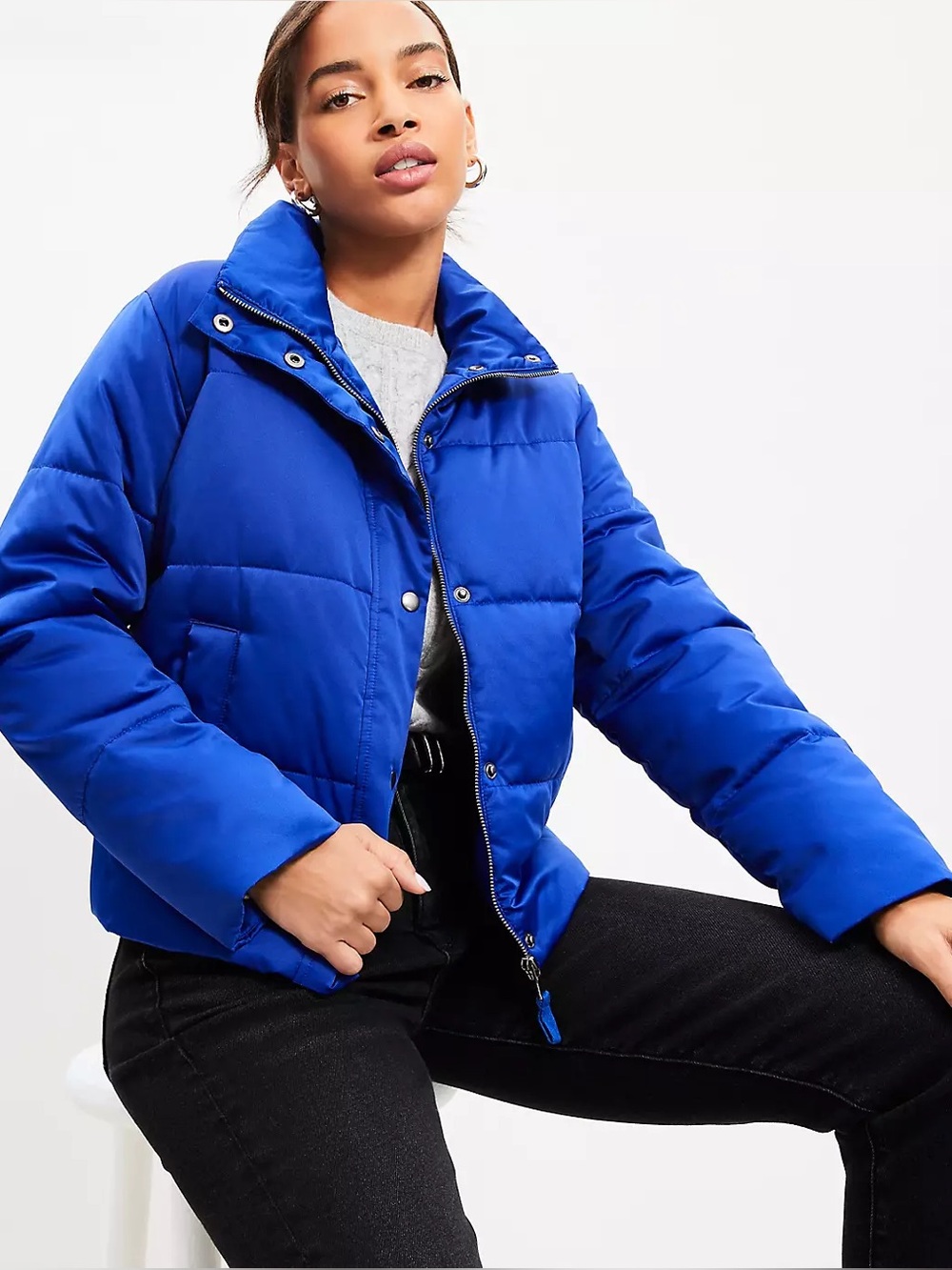 LOFT Royal Blue Quilted Puffer Jacket